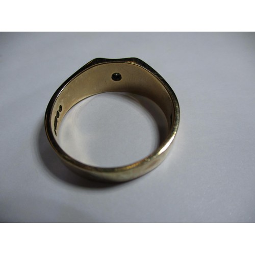 2 - A 9ct gold signet ring with a single diamond, approx. weight 7.9g approx.