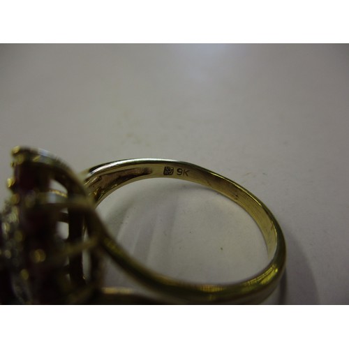 46 - A 9ct gold dress ring with diamonds, approx. ring size Q
