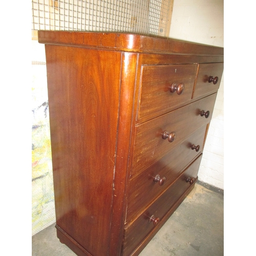 379 - A mid 19th century mahogany chest of 2 short over 3 long graduated drawers