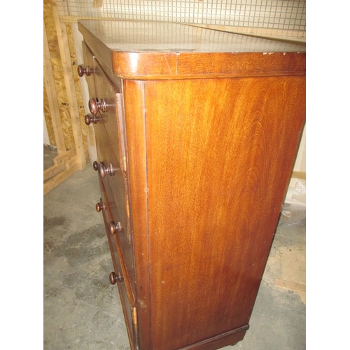 379 - A mid 19th century mahogany chest of 2 short over 3 long graduated drawers