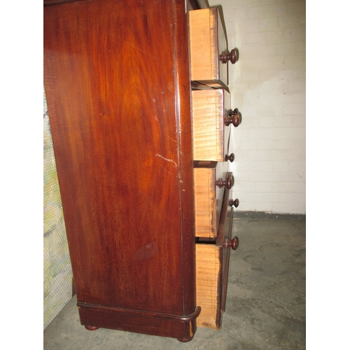 379 - A mid 19th century mahogany chest of 2 short over 3 long graduated drawers