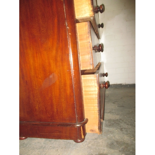 379 - A mid 19th century mahogany chest of 2 short over 3 long graduated drawers