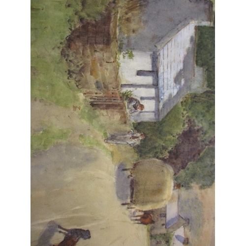 360 - Carleton Grant, R.B.A. (exh 1885-99) Watercolour Mother & Child on village lane