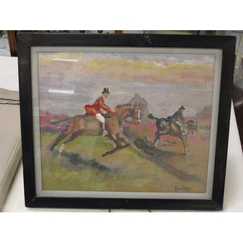 361 - Ronald Ossory Dunlop A.R.A. (b1894)Hunting scene, oil on board signed