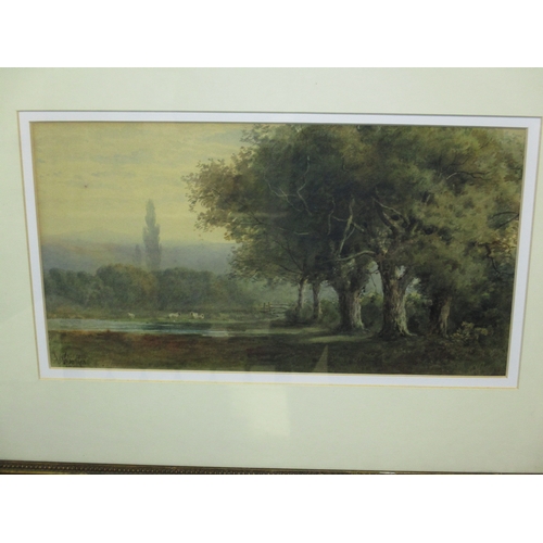 363 - W* D* Baker 'Evening', mid 19th century watercolour, signed lower left