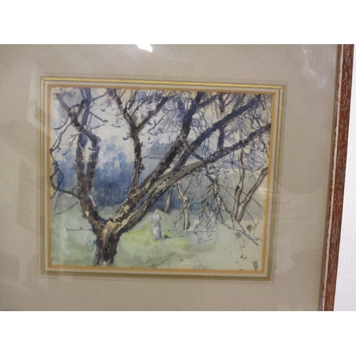 364 - English school 19th/20th century Trees by lake watercolour