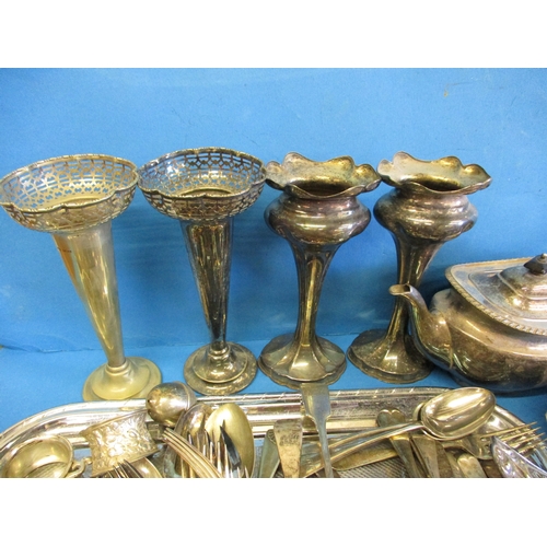 319 - A large quantity of silver plated items to include a pair of art nouveau vases