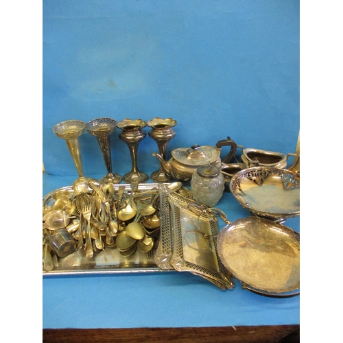 319 - A large quantity of silver plated items to include a pair of art nouveau vases