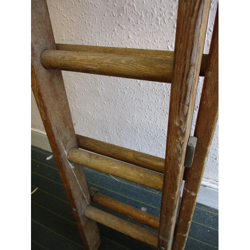 281 - A vintage British rail extending ladder, approx. closed length 184cm