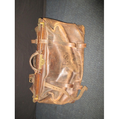 290 - A large antique leather Gladstone travel bag by Finnigans.