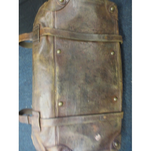 290 - A large antique leather Gladstone travel bag by Finnigans.