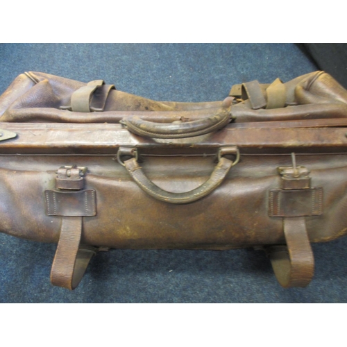 290 - A large antique leather Gladstone travel bag by Finnigans.