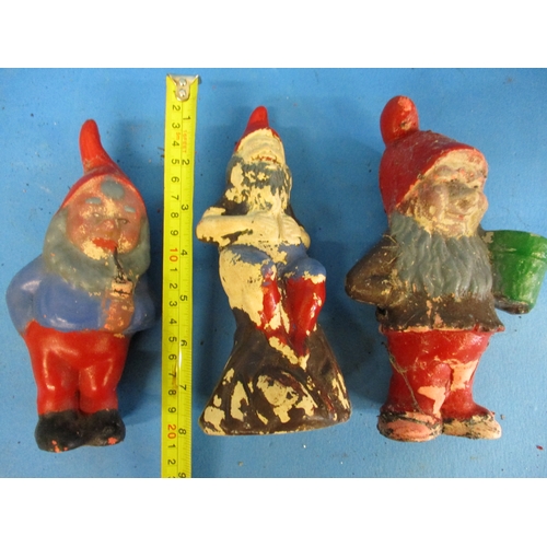 299 - Five 1920s/30s terracotta and ceramic garden gnomes