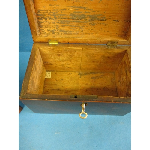 301 - An antique brass bound work box, possibly a doctors travelling box,