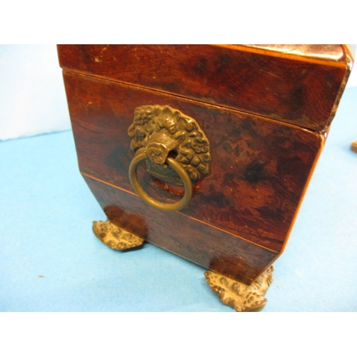 256 - An early 19th century burr walnut tea caddy