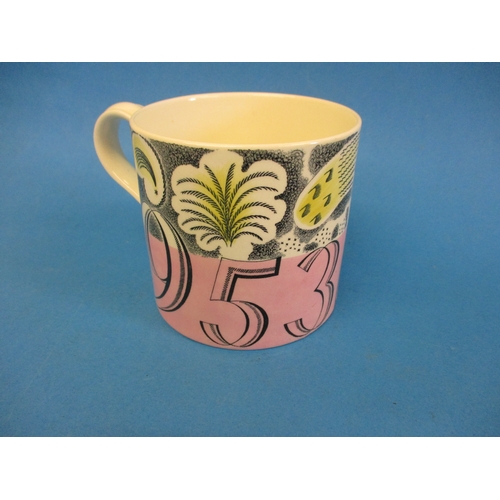 258 - A 1953 QEII coronation mug By Eric Ravilious for Wedgwood