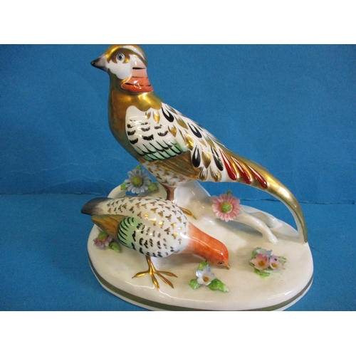 248 - A Vintage Royal Crown Derby snail and a Crown bone china group of Chinese pheasants