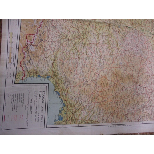 209 - A WWII double sided Silk map showing the German Swiss frontier, approx size 73x73cm