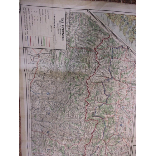 209 - A WWII double sided Silk map showing the German Swiss frontier, approx size 73x73cm