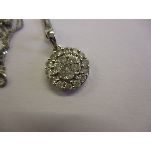 91 - A double 9ct white gold chain necklace with 9ct white gold and diamond pendant