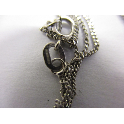 91 - A double 9ct white gold chain necklace with 9ct white gold and diamond pendant