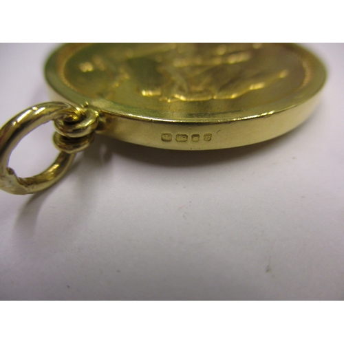 132 - A 1951 Swiss Le Locle Foundation 18ct gold token/medallion, in an 18ct gold mount, approx. total wei... 