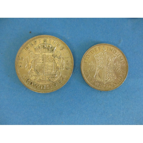 137 - A quantity of pre-decimal coins, to include 2, 1889 crowns and a near B.U. 1937 crown and half crown... 