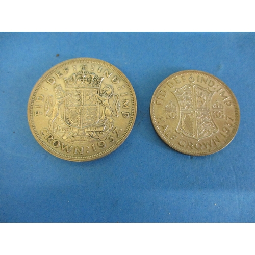 137 - A quantity of pre-decimal coins, to include 2, 1889 crowns and a near B.U. 1937 crown and half crown... 