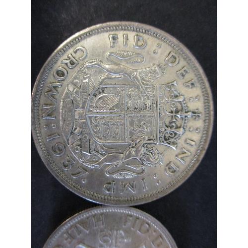 137 - A quantity of pre-decimal coins, to include 2, 1889 crowns and a near B.U. 1937 crown and half crown... 