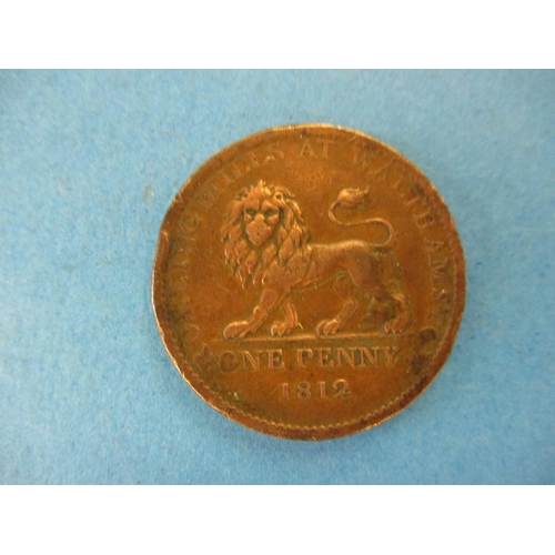 144 - A quantity of 19th century trade tokens to include a British Copper Company 1 penny