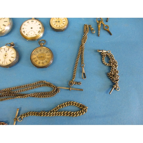 149 - A parcel of vintage pocket watches, albert chains and watch keys