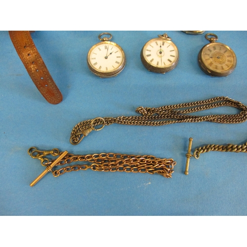 149 - A parcel of vintage pocket watches, albert chains and watch keys