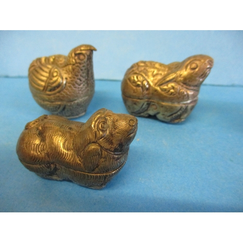 196 - Six Gambian white metal animal pots