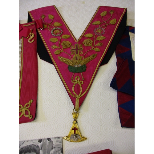 198 - A large quantity of vintage masonic regalia to include silver jewels of office