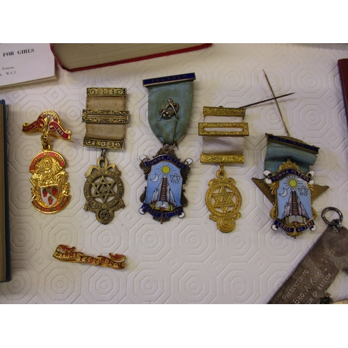 198 - A large quantity of vintage masonic regalia to include silver jewels of office