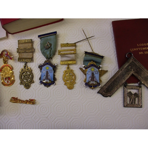 198 - A large quantity of vintage masonic regalia to include silver jewels of office