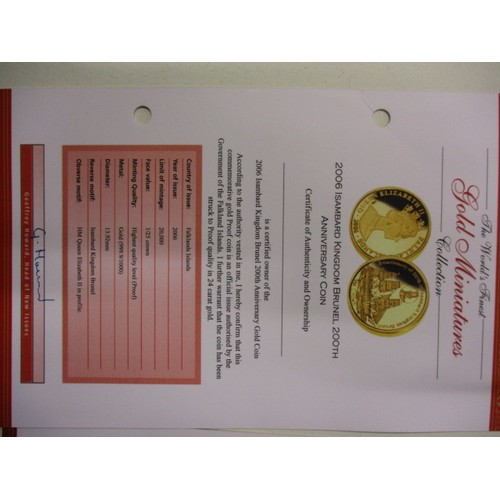 104 - 2 Gold miniature collectors coins with certificates.