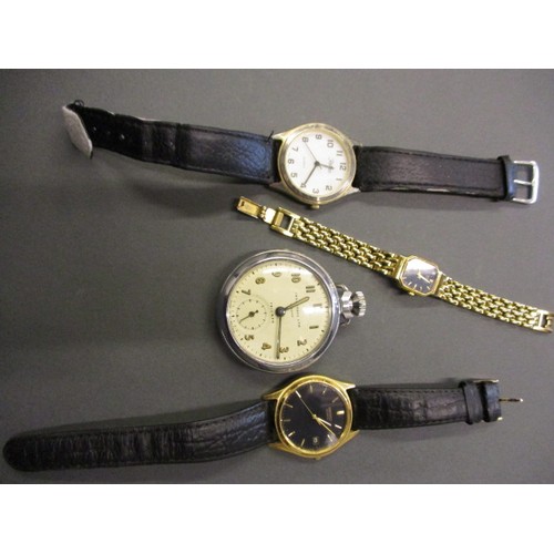 96 - 4 watches to include a pocket watch by Ingersoll which is currently running, the others not tested f... 