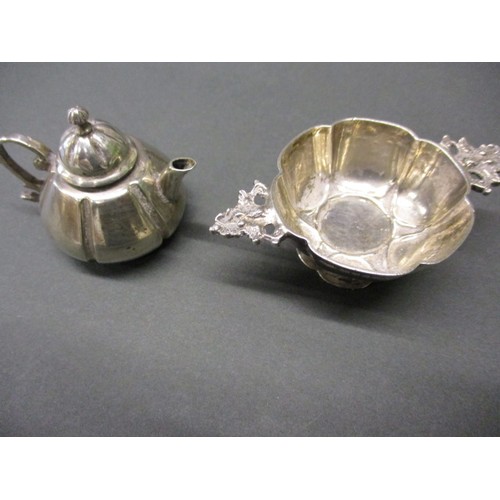 65 - 3 Late 19th century miniature silver items to include a chair by Samuel Boyce Landeck and a bowl and... 