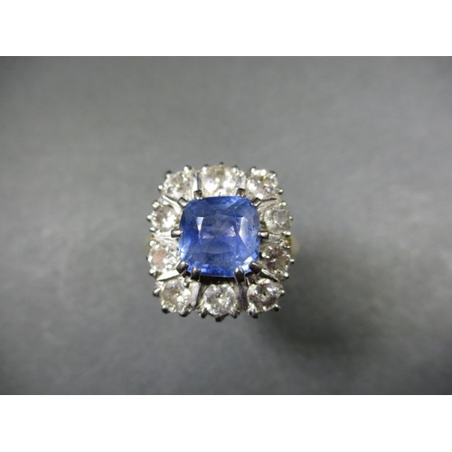 12 - An Art Deco 18ct yellow gold diamond and sapphire ring, approx. ring size N1/2 approx. weight 9g, se... 