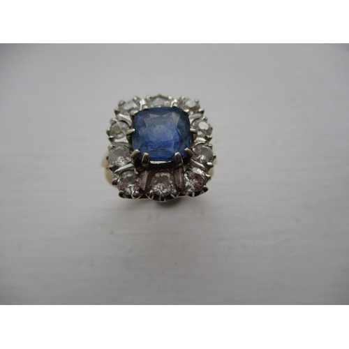 12 - An Art Deco 18ct yellow gold diamond and sapphire ring, approx. ring size N1/2 approx. weight 9g, se... 