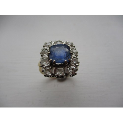 12 - An Art Deco 18ct yellow gold diamond and sapphire ring, approx. ring size N1/2 approx. weight 9g, se... 