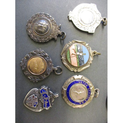 70 - A parcel of 1930s and later silver medallions, some for Luton School also includes some white metal ... 