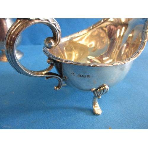 288 - Two sterling silver sauce boats and two cream jugs, various makers and dates, approx. total weight 3... 