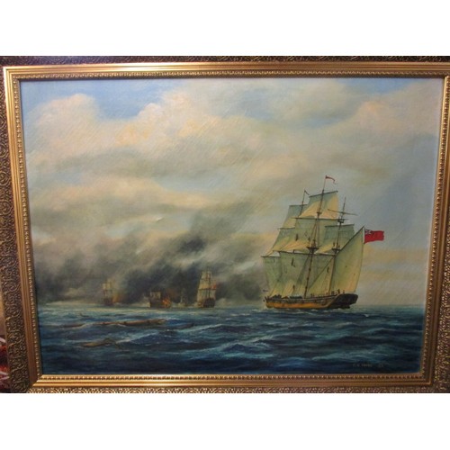 332 - A gilt framed oil on canvas seascape, approx. size 92x72 signed and dated