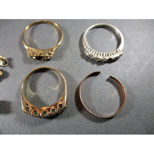 76 - A parcel of mixed carat gold and yellow metal items, to include 2, 14ct finger nail cover, 4, 9ct ri... 