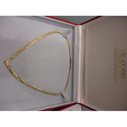 72 - A 1980’s 9ct tri-gold necklace and matching bracelet approx. weight 12.9g, both in original ZALES re... 