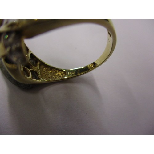 6 - A yellow gold dress ring marked 14k set with various cut stones, approx. ring size O, approx. weight... 