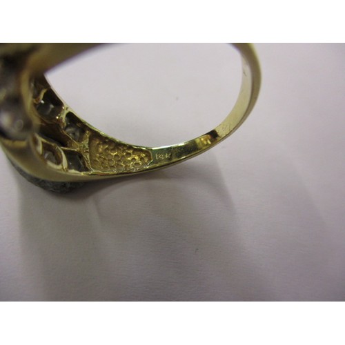 6 - A yellow gold dress ring marked 14k set with various cut stones, approx. ring size O, approx. weight... 