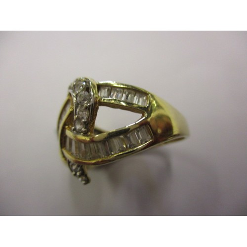 6 - A yellow gold dress ring marked 14k set with various cut stones, approx. ring size O, approx. weight... 